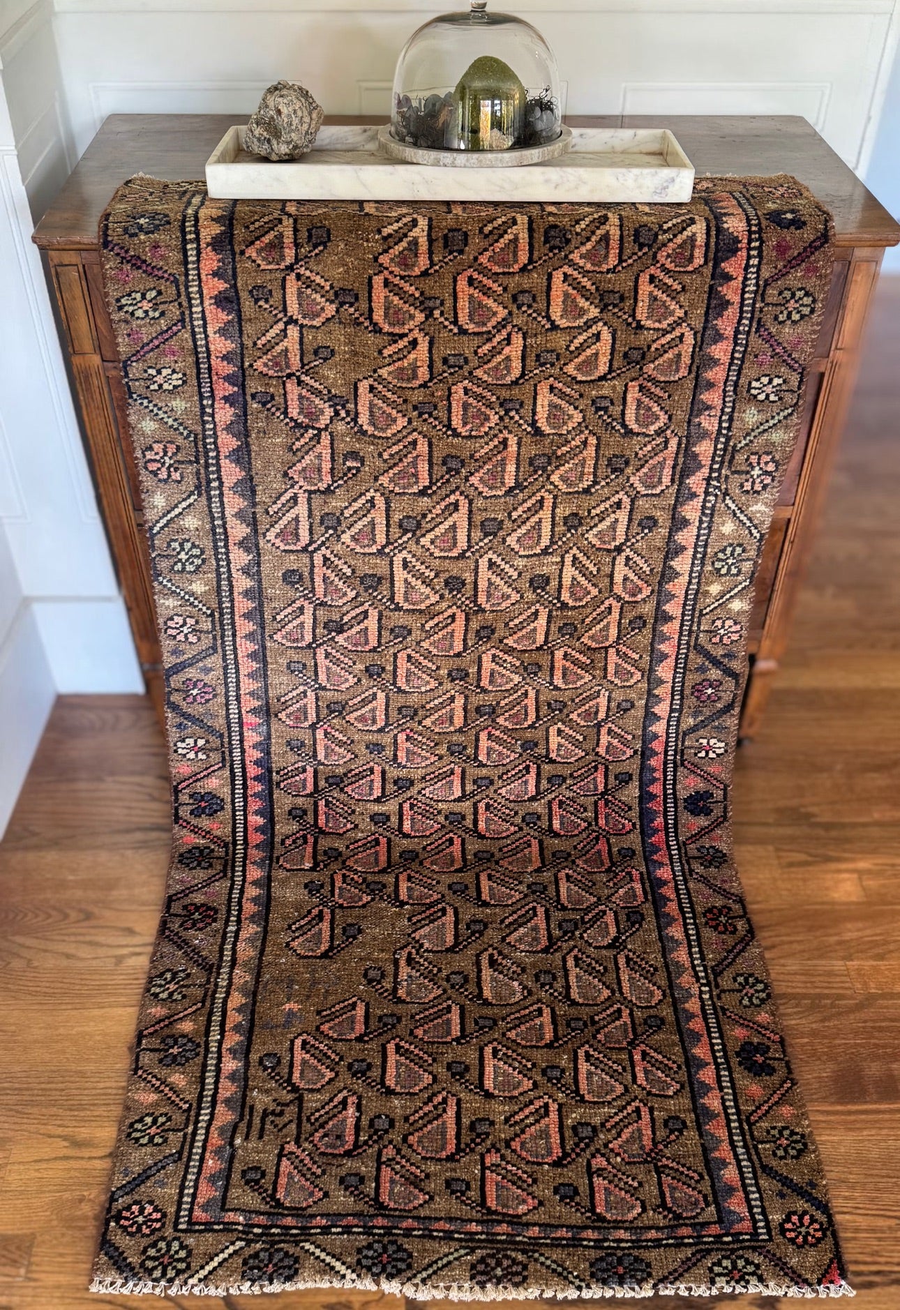 Vintage Earth & Blush Baluch Runner – 3’ × 6’1” (Circa 1940–1960)