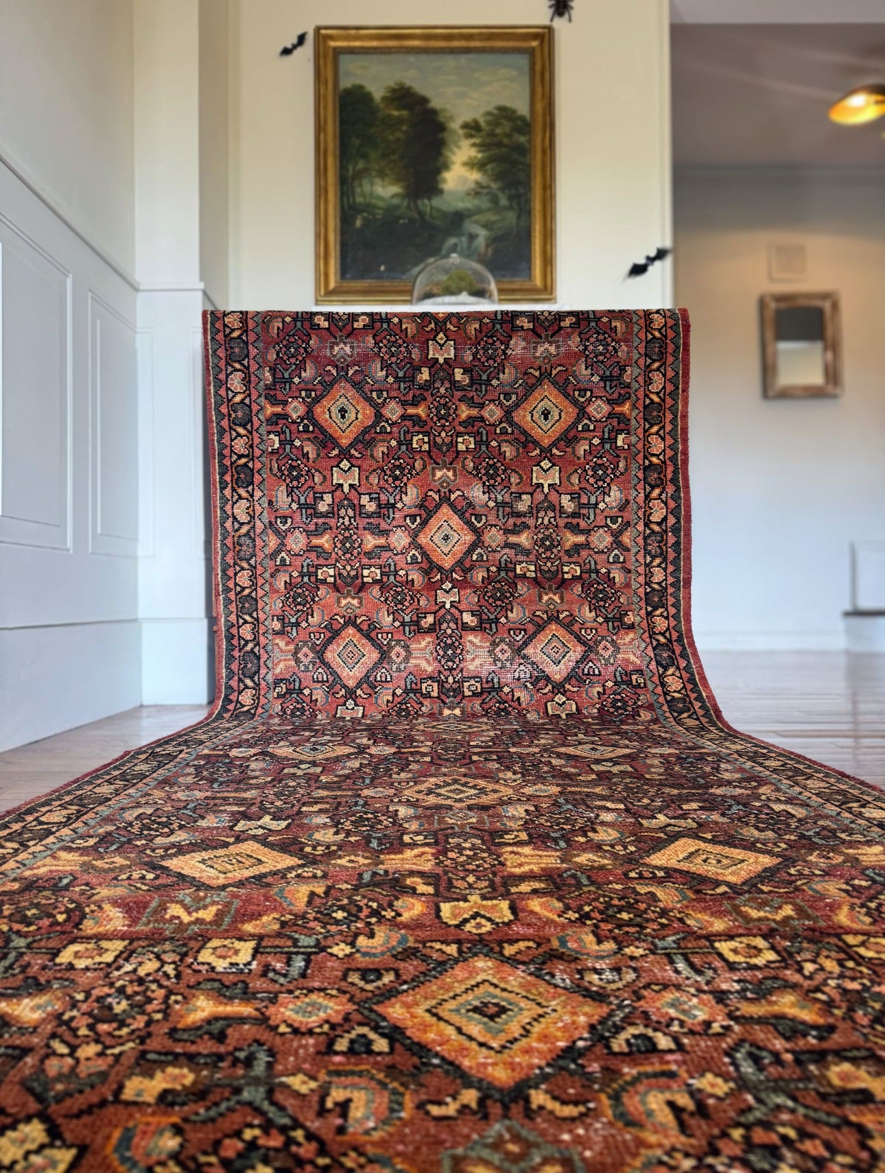 Antique Malayer Tobacco Ember runner 3’6” × 10’1” — Circa 1915–1930