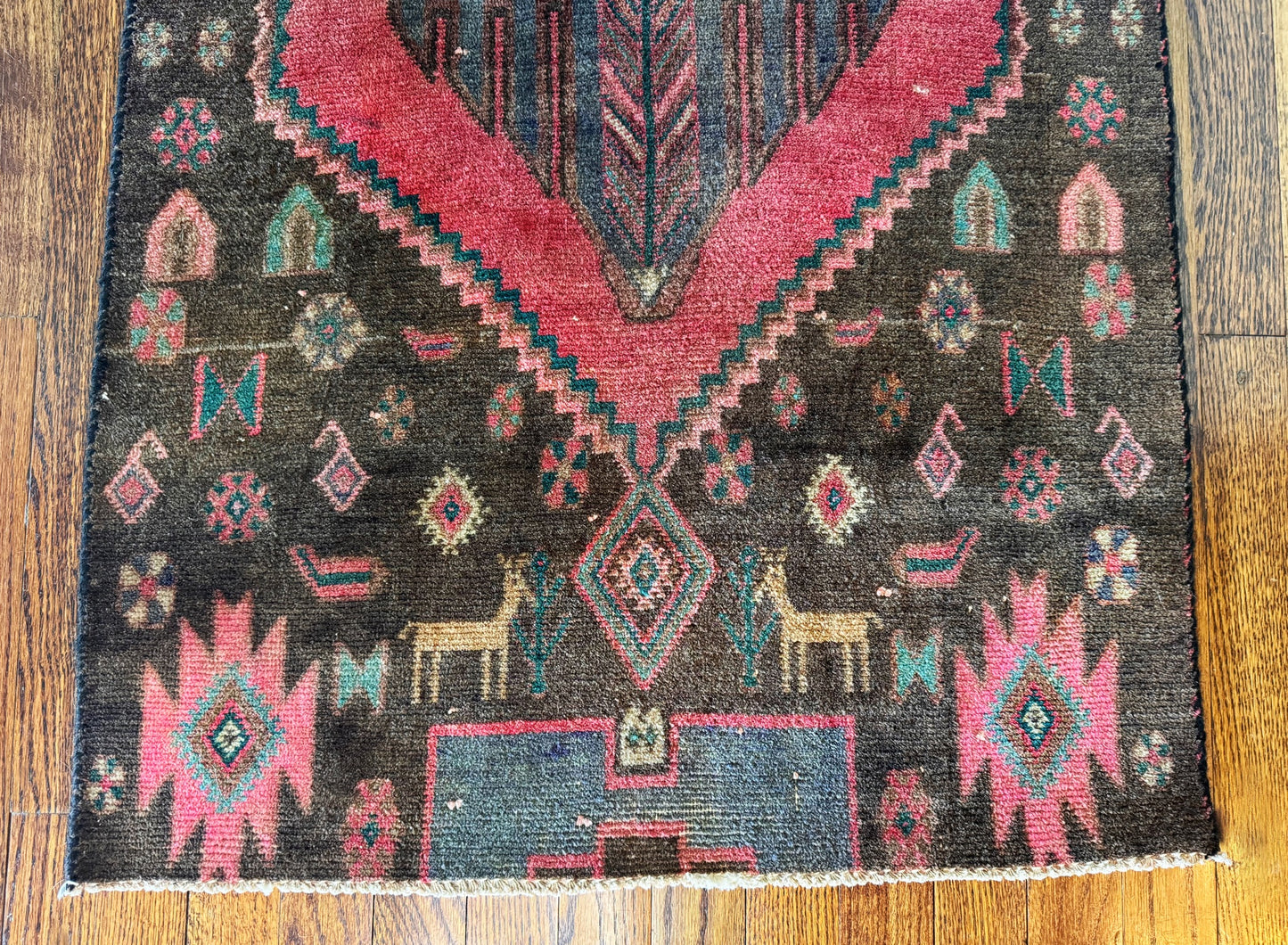 Vintage Turkish hand knotted wool rug ✨2.1ft X 5.9ft