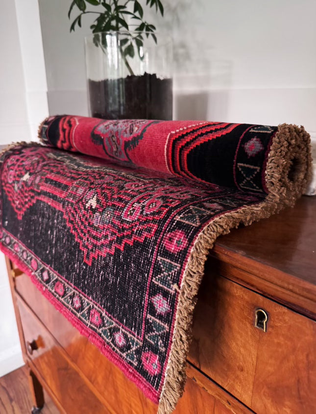 Gorgeous Geometric Vintage Anatolian rug 1’ 10” X 2’ 8”