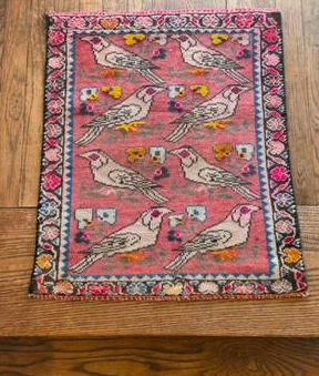 Handmade Wool Rug 1.10 x 2.2 ft