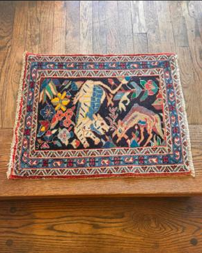 Vintage Handmade Wool Rug 2.9 x 2.1 ft