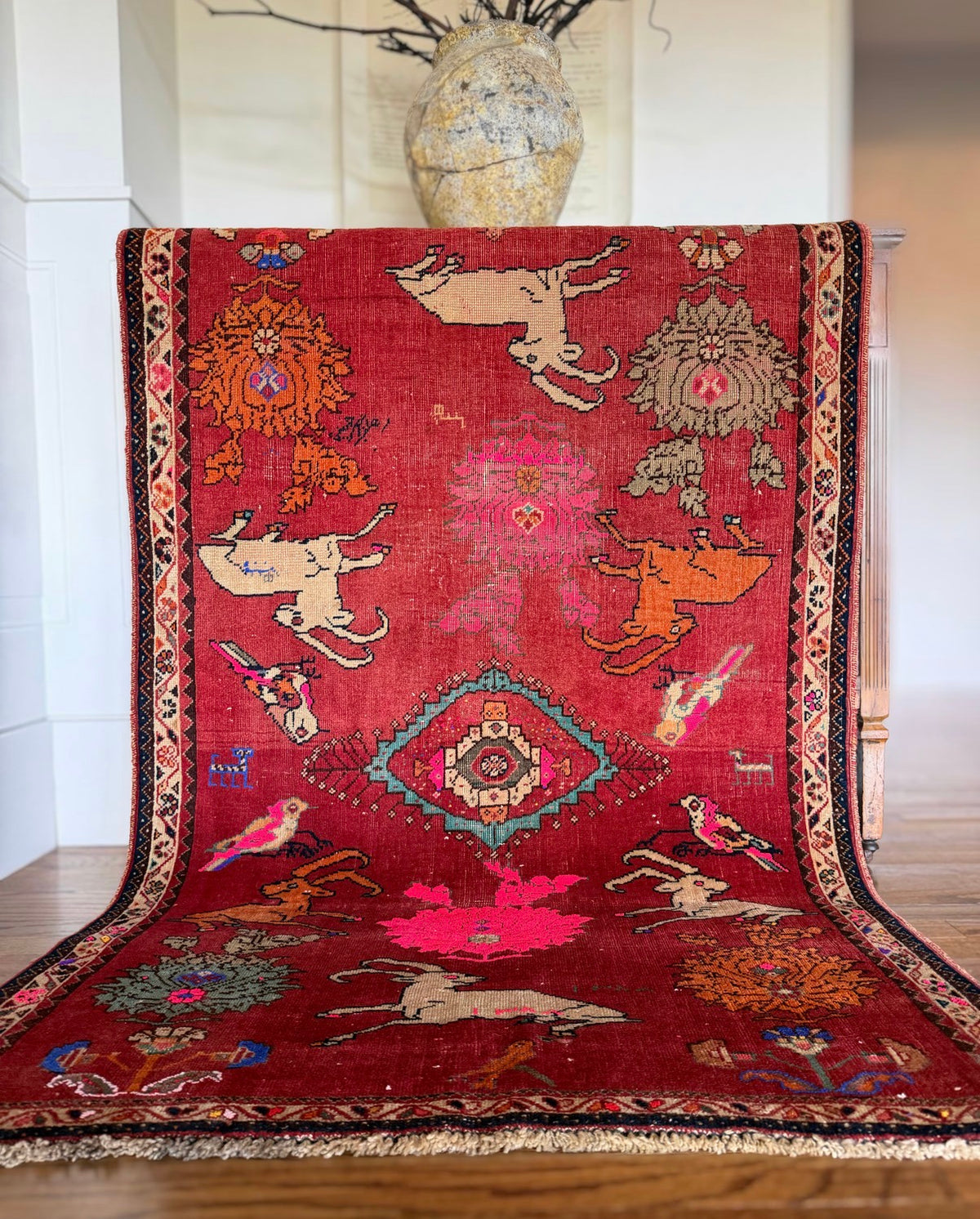 Vintage Menagerie Circus Rug 3′4″ × 5′3″ circa 1940-1960