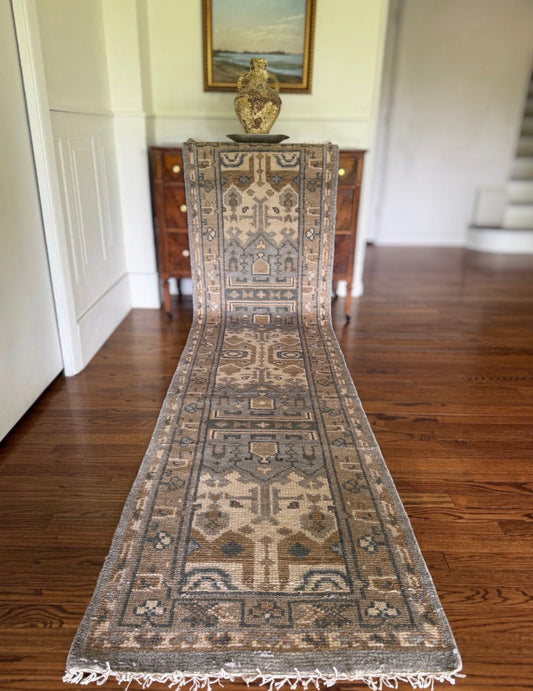Hand-Knotted Oushak-Style Runner | 2’6” × 10’