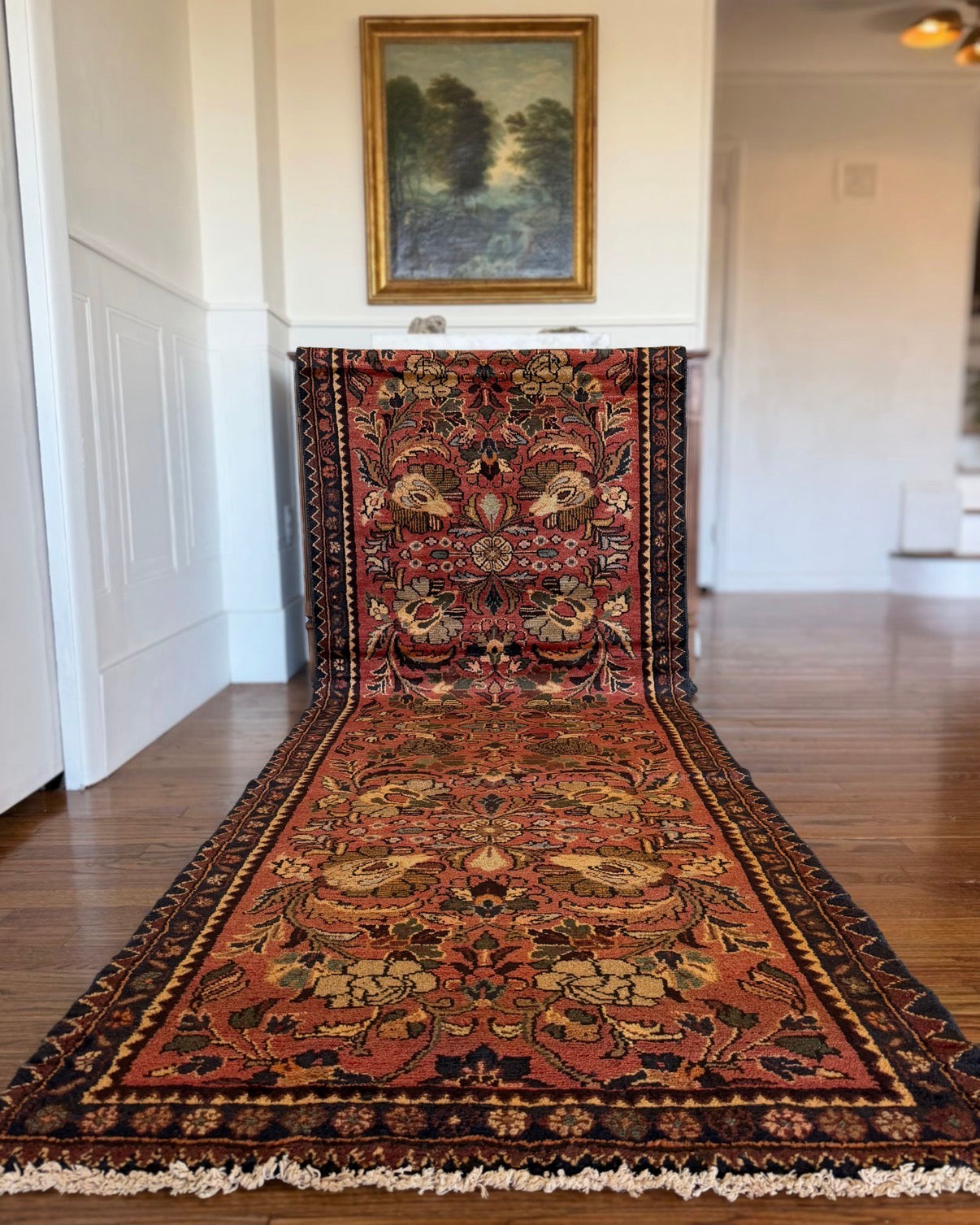 Vintage still life runner 3’3 x 10’ circa 1935-1950