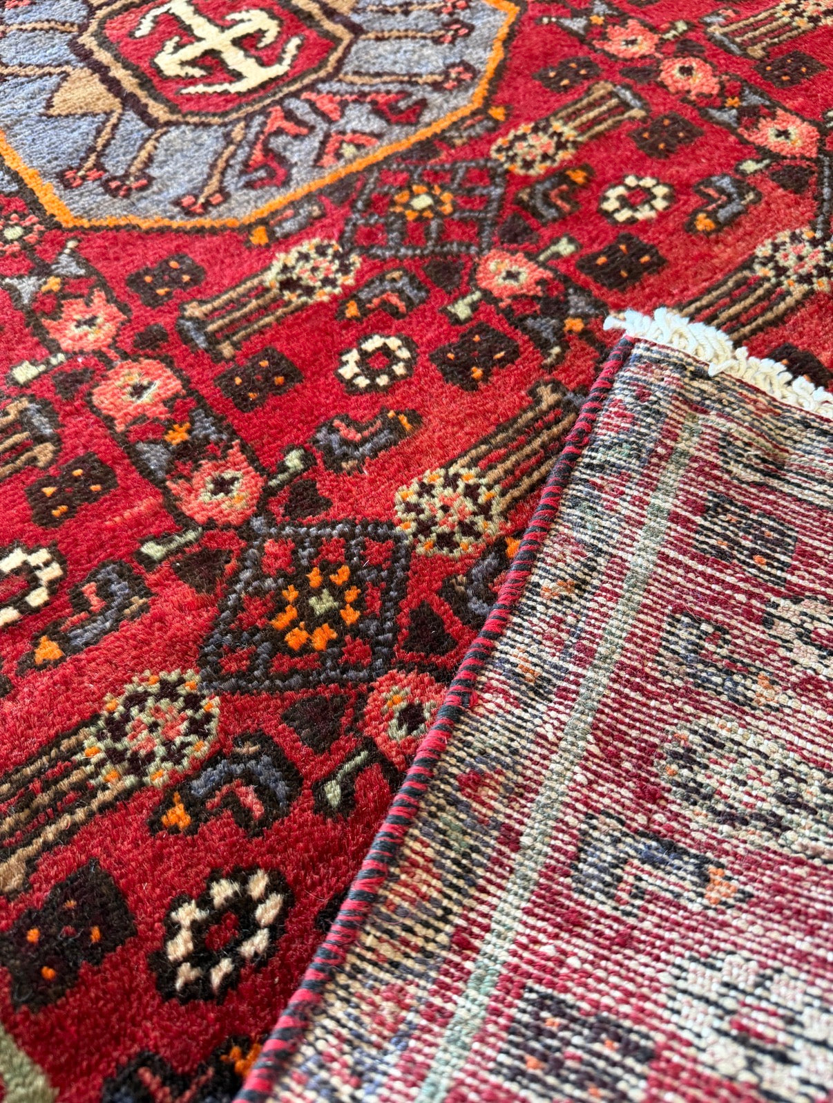 Vintage Crimson Signal Runner 2’6 x 6’2
Circa  1940s–1960s