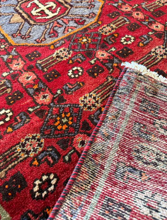 Vintage Crimson Signal Runner 2’6 x 6’2
Circa  1940s–1960s