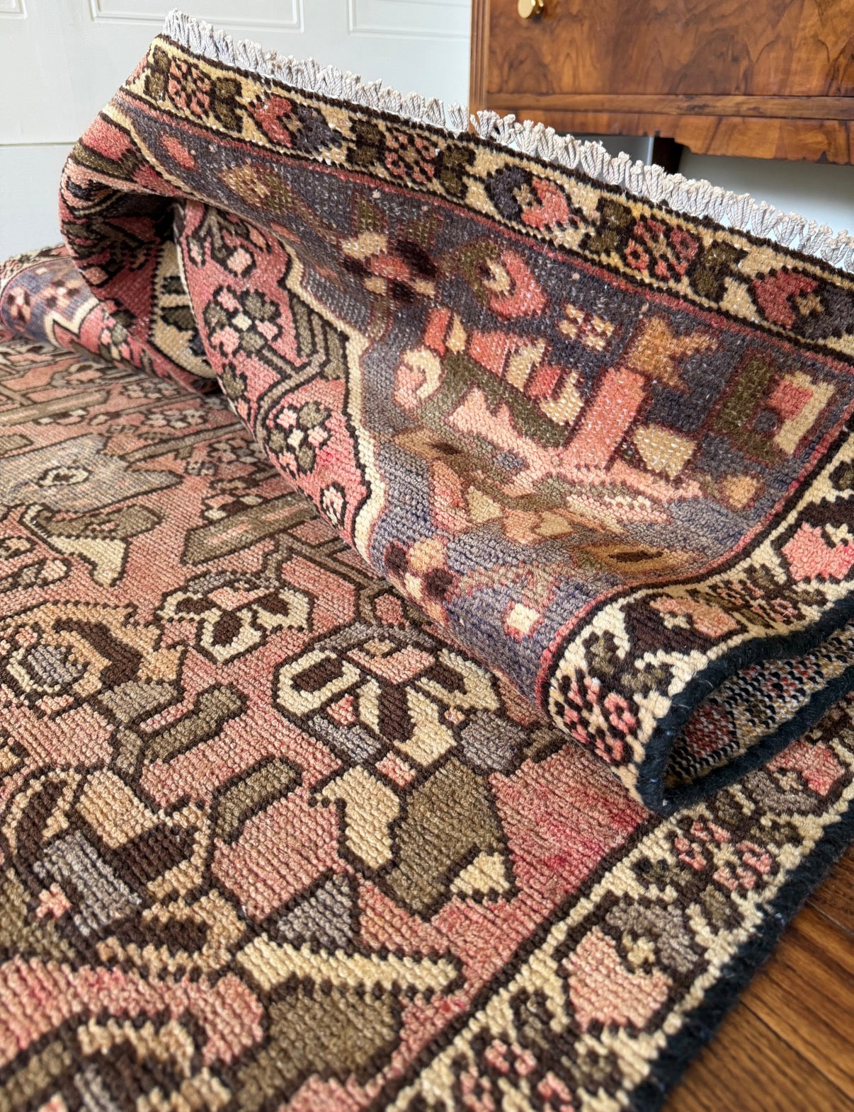 Vintage Faded Petal Garden Rug 3’9” × 6’ | Circa 1940–1960