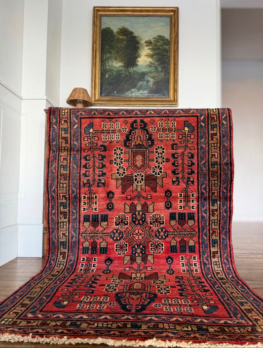 Vintage Storybook Kilimette 3’5 x 5’6 circa 1940-1950