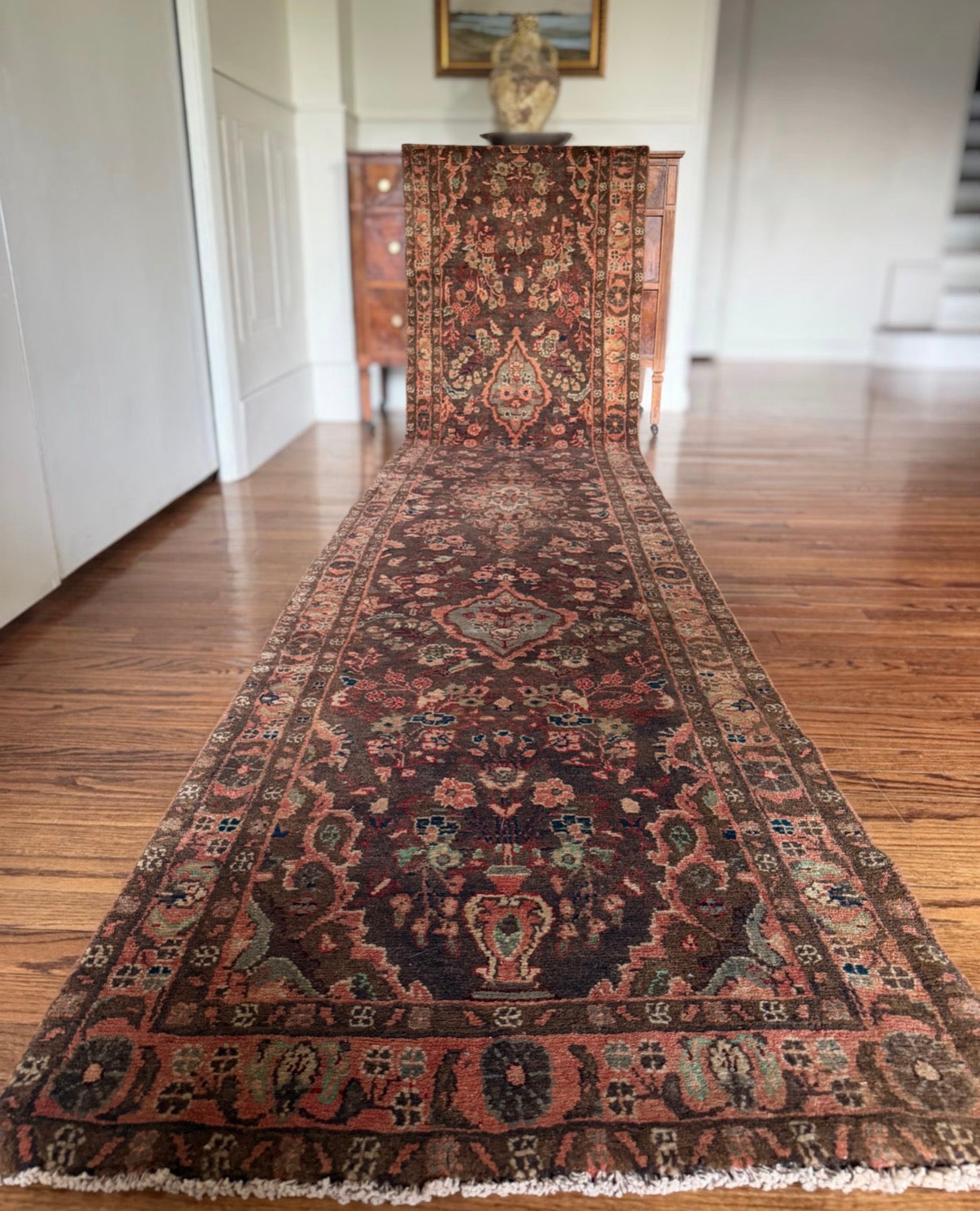 Vintage Burnished Hall Runner 2’9 x 12’3 circa 1940-1950