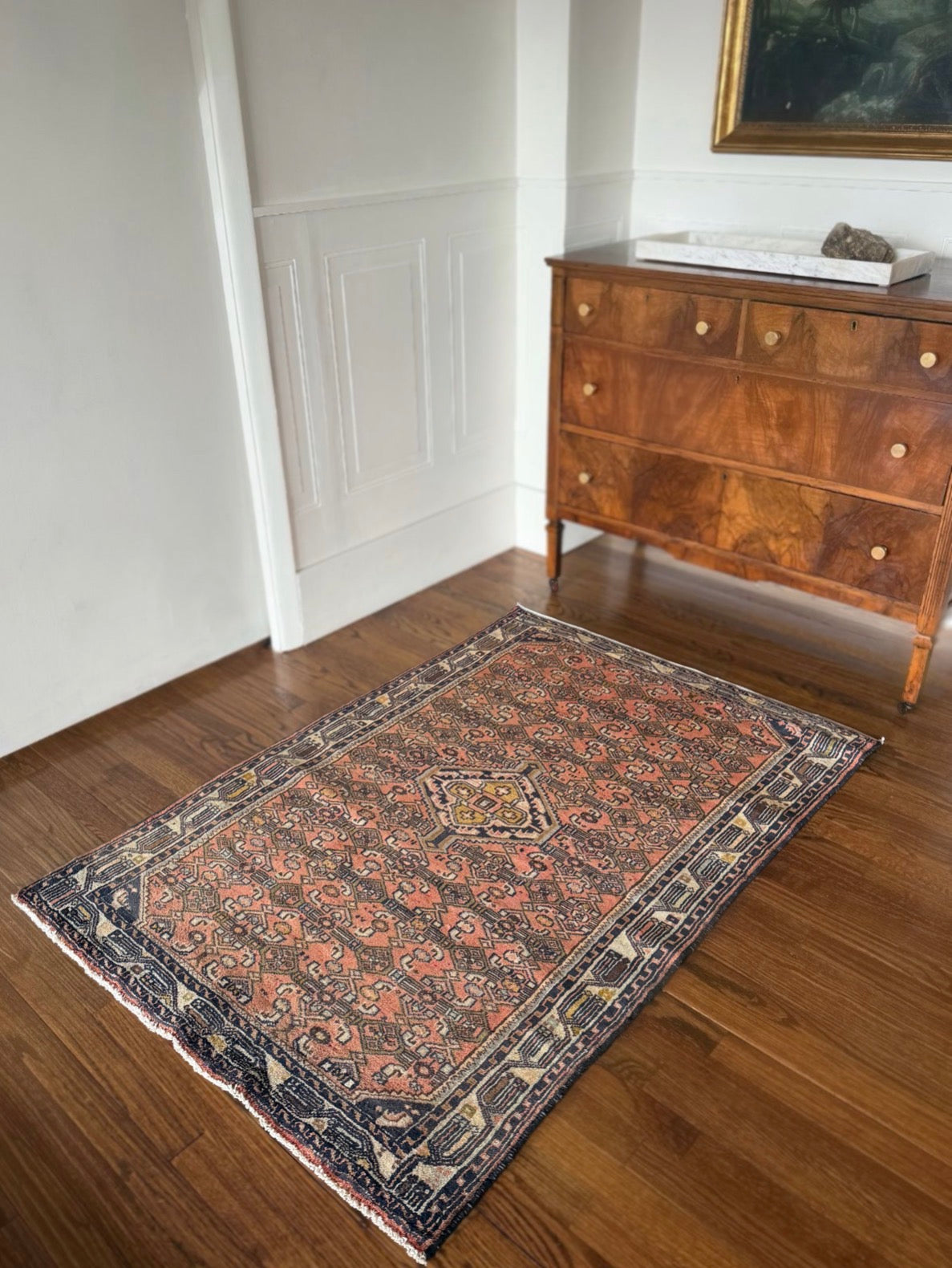 Vintage Pink Clay Medallion 3’4 x 4’10 circa 1930-1945