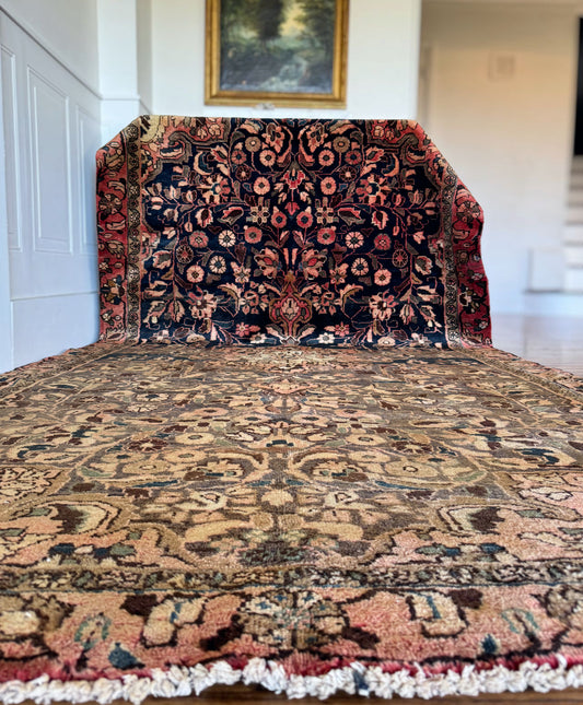 Antique Indigo Garden Mahal  5’4 x 10’4 c. 1900–1930