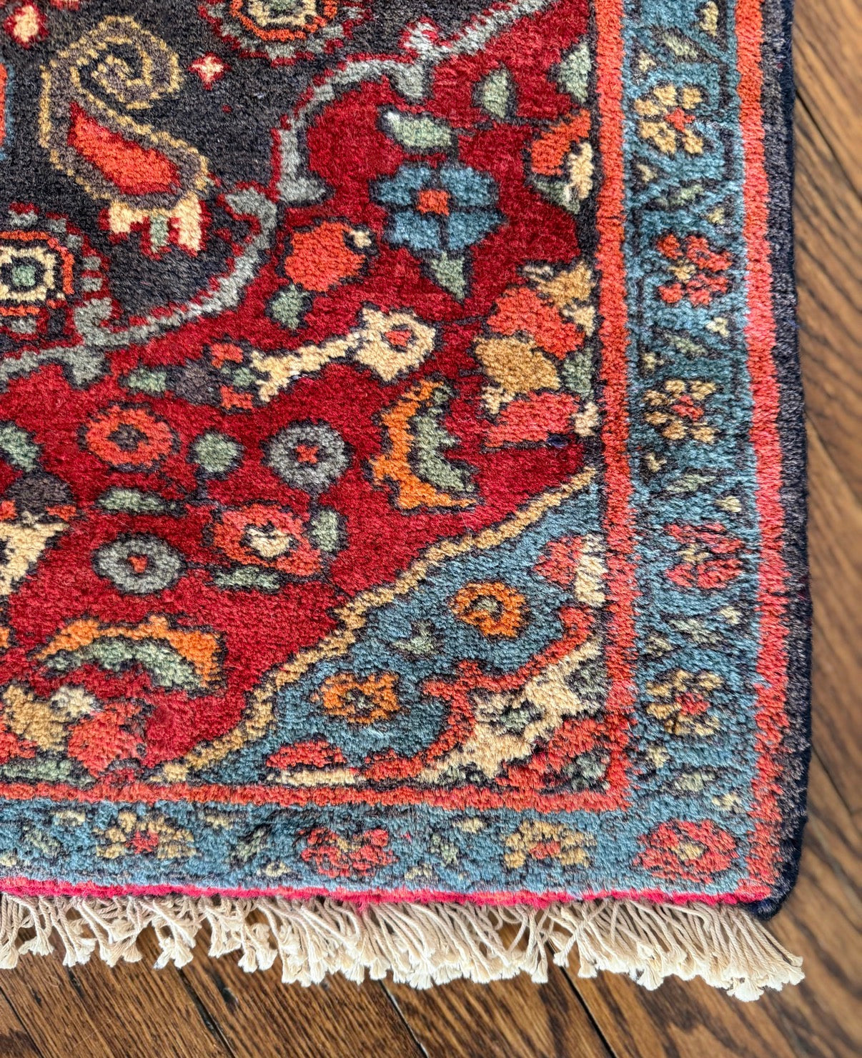 Vintage Old Blue House Boteh Rug 3’ x 5’7”