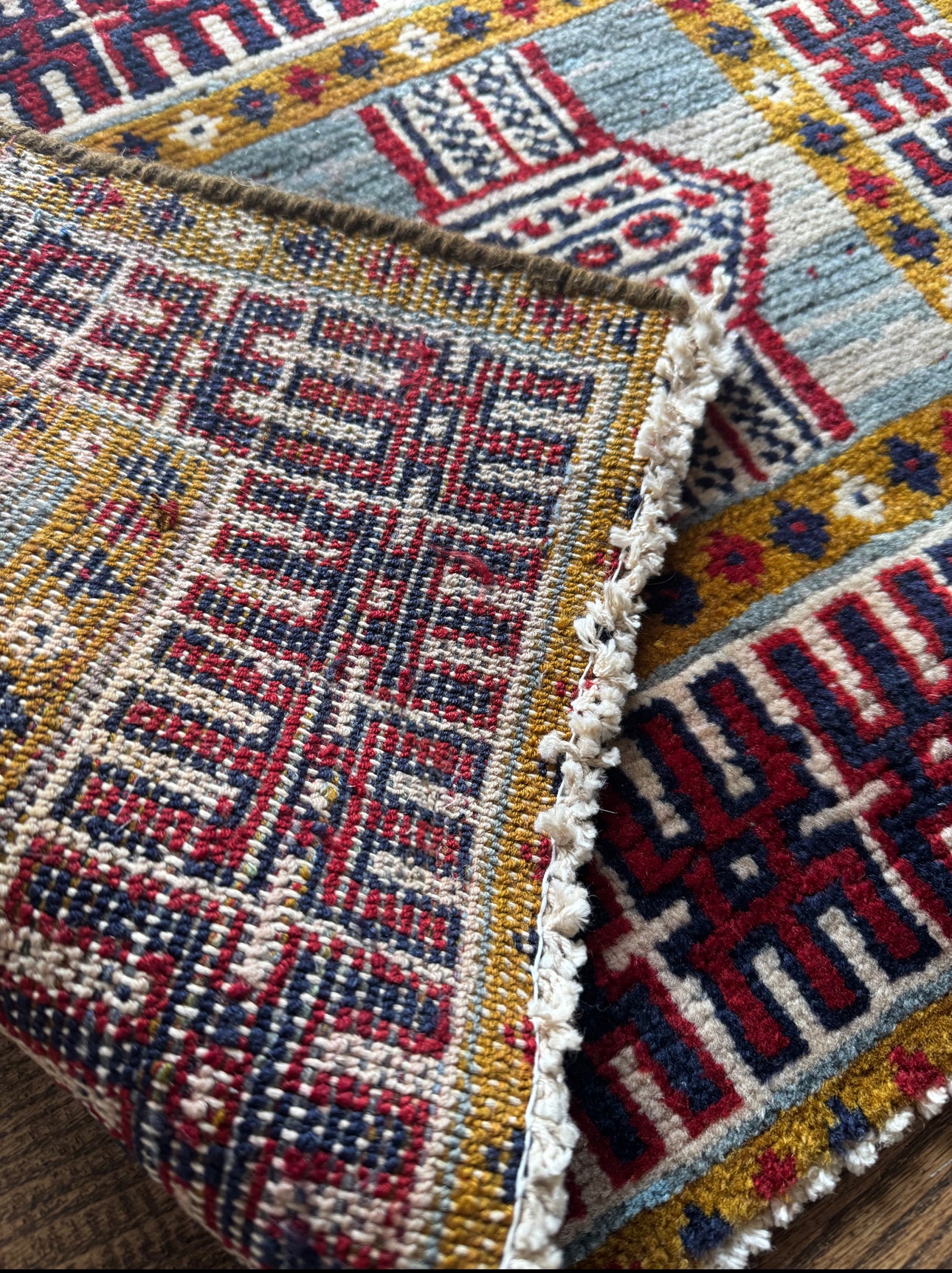 Dusty Sapphire Tribal Mat 1’10” x 2’8” Circa 1970–1990