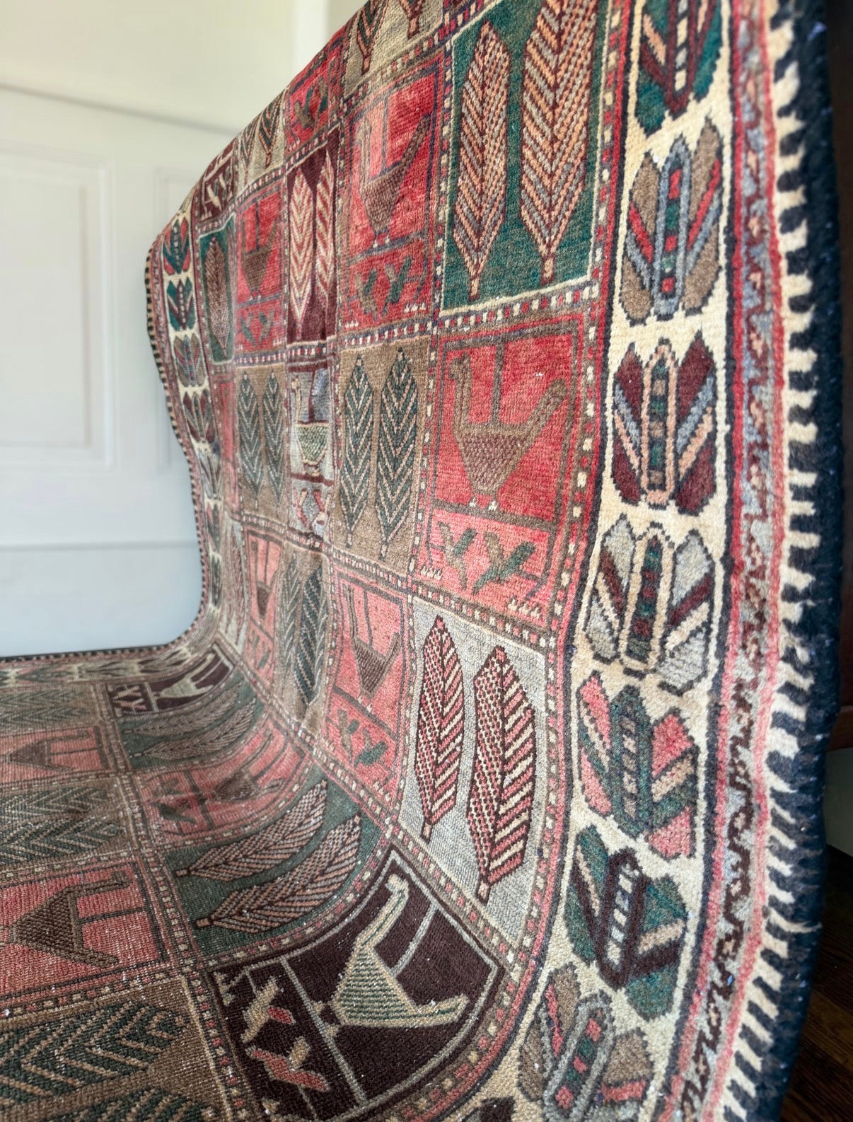 Vintage Afghan Baluch Bird & Cypress Rug 4’9 x 9’3 circa