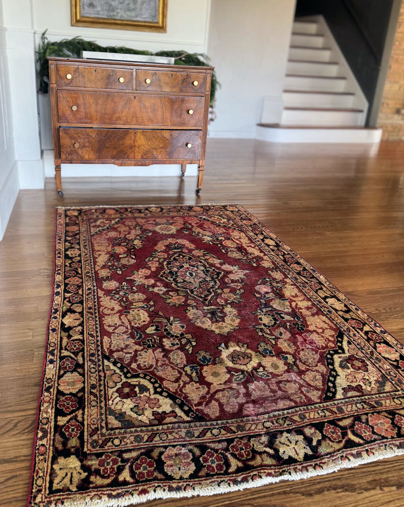 Vintage Crushed Rose Lilihan • 4’4 x 6’5 • Circa 1910–1930