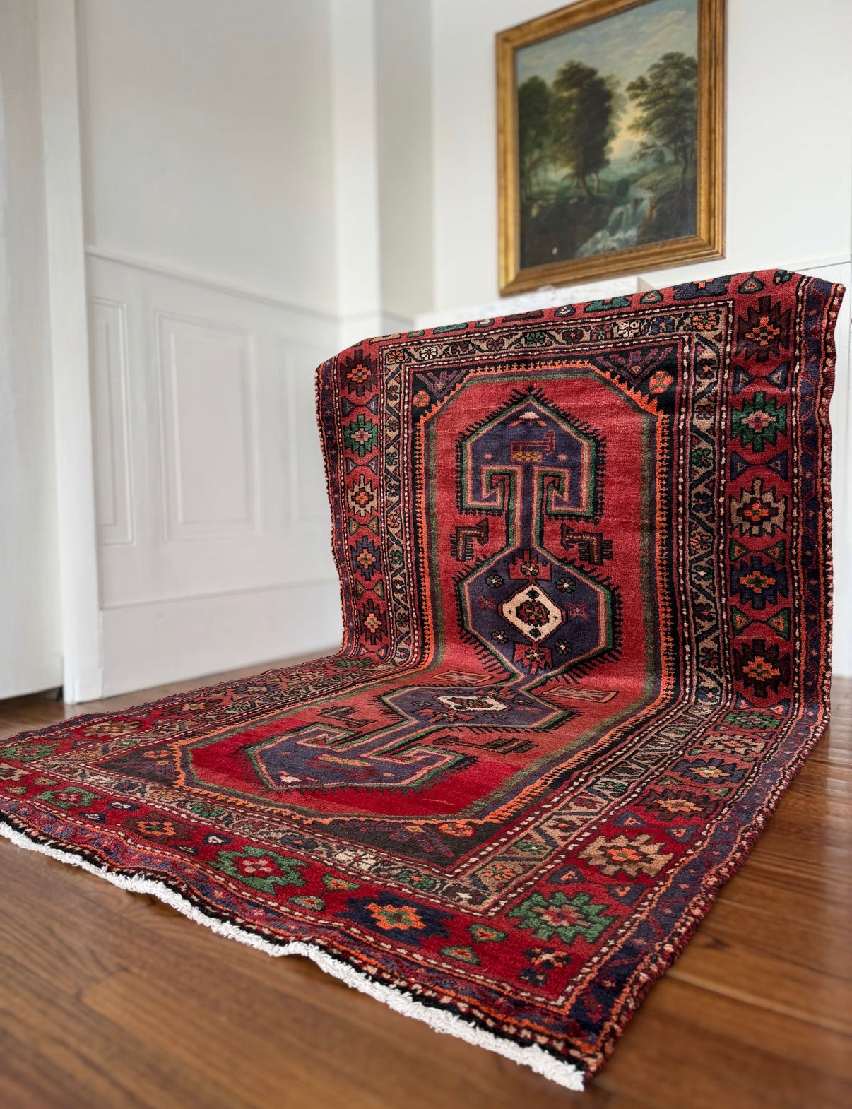 Vintage Raspberry Column 4’4 x 7’4 circa 1945-1965