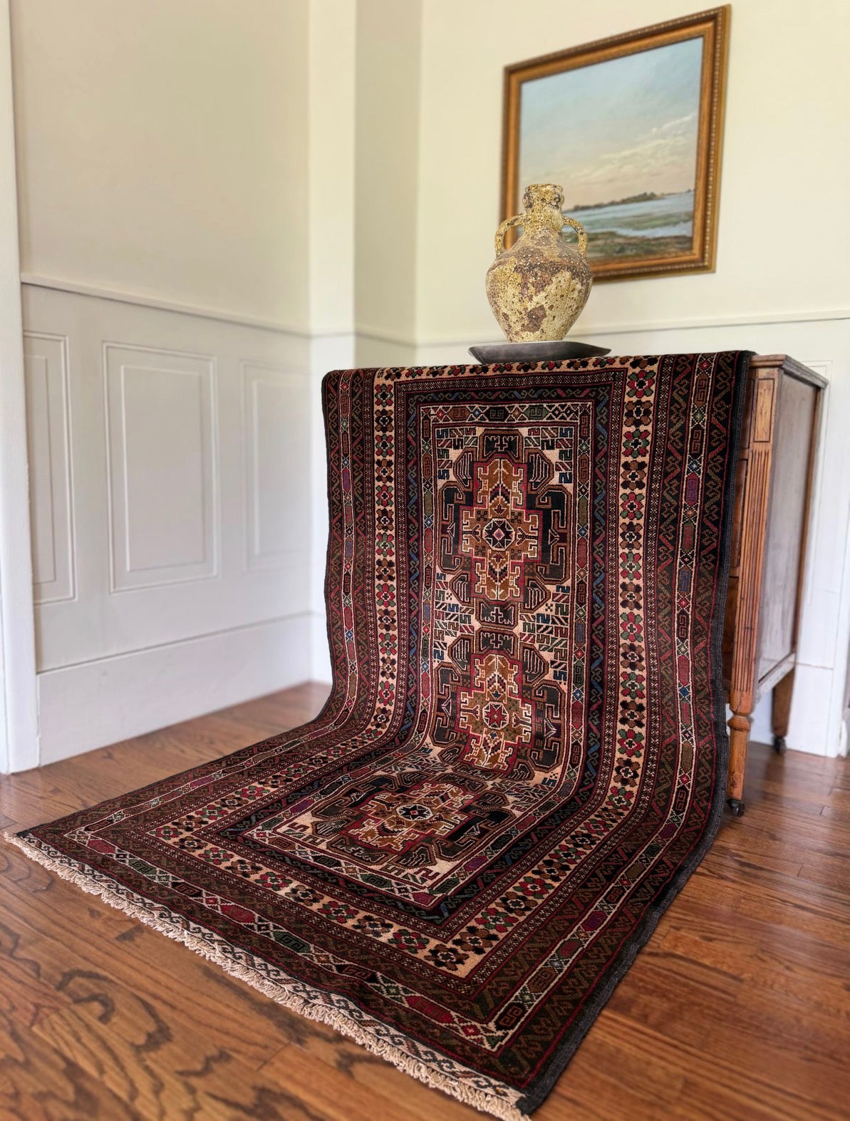 Vintage Caspian Rug 3’5 x 6’3 circa 1960s–1970s