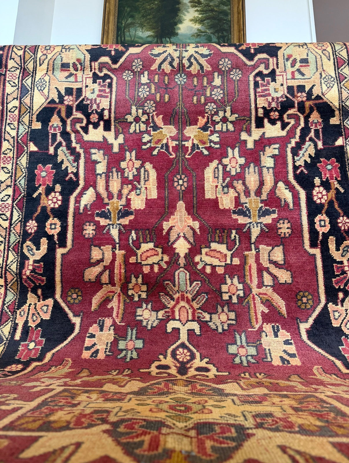 Vintage Rose Ledger( Heriz–Ahar region) 4’4 x 9’7 circa 1930-1940