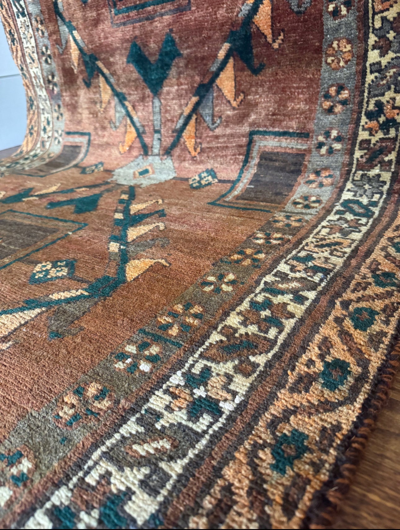 Antique Afshar  Copper Sky Runner 3’8” × 9’5” | Circa 1910–1930