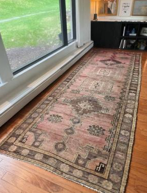 Handmade Vintage Wool Rug (4.8 x 12.9 ft)