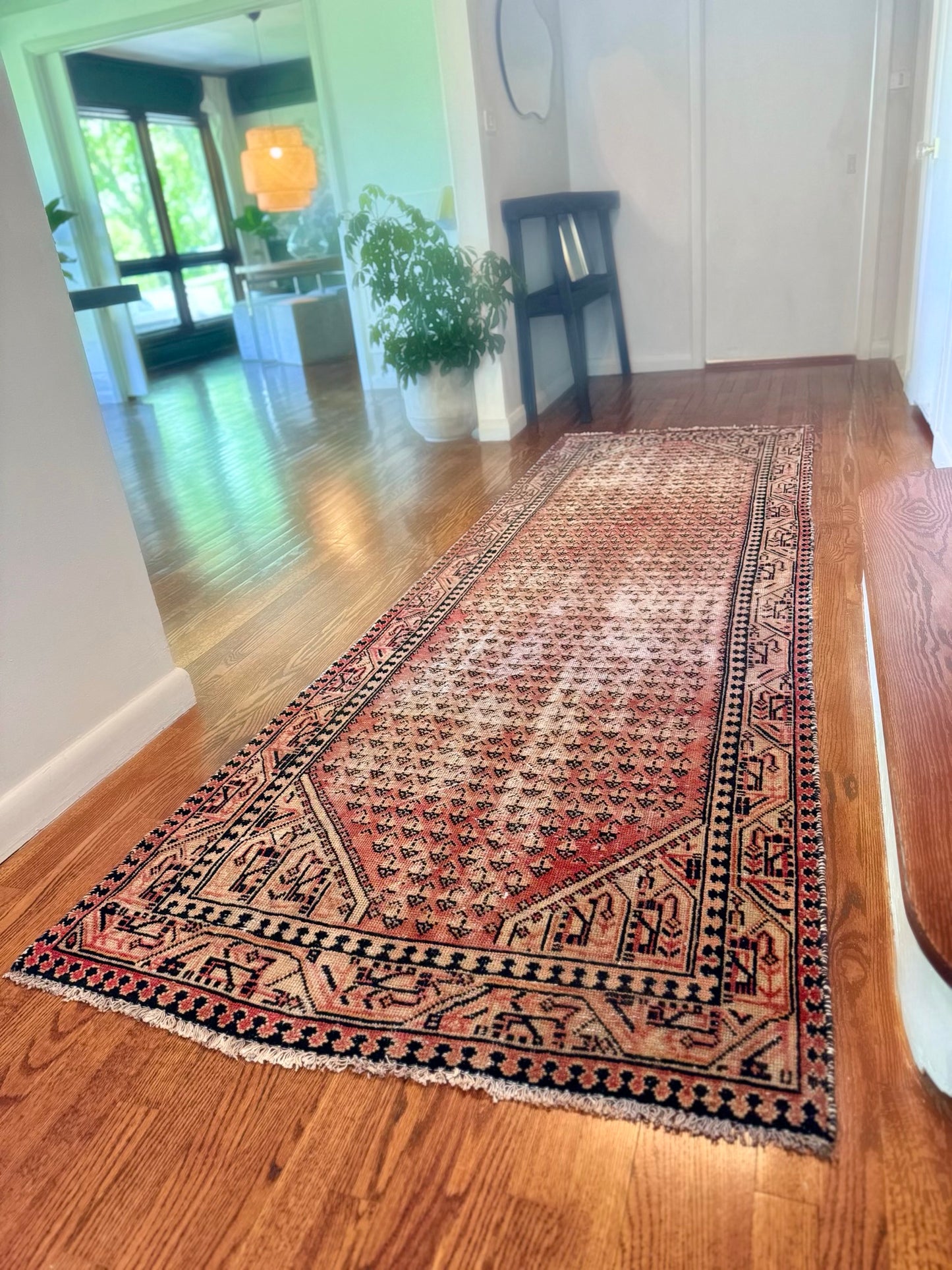 Vintage vegetable dyed wool Anatolian runner ✨3.3ft X 10.3ft Circa 1925-1945