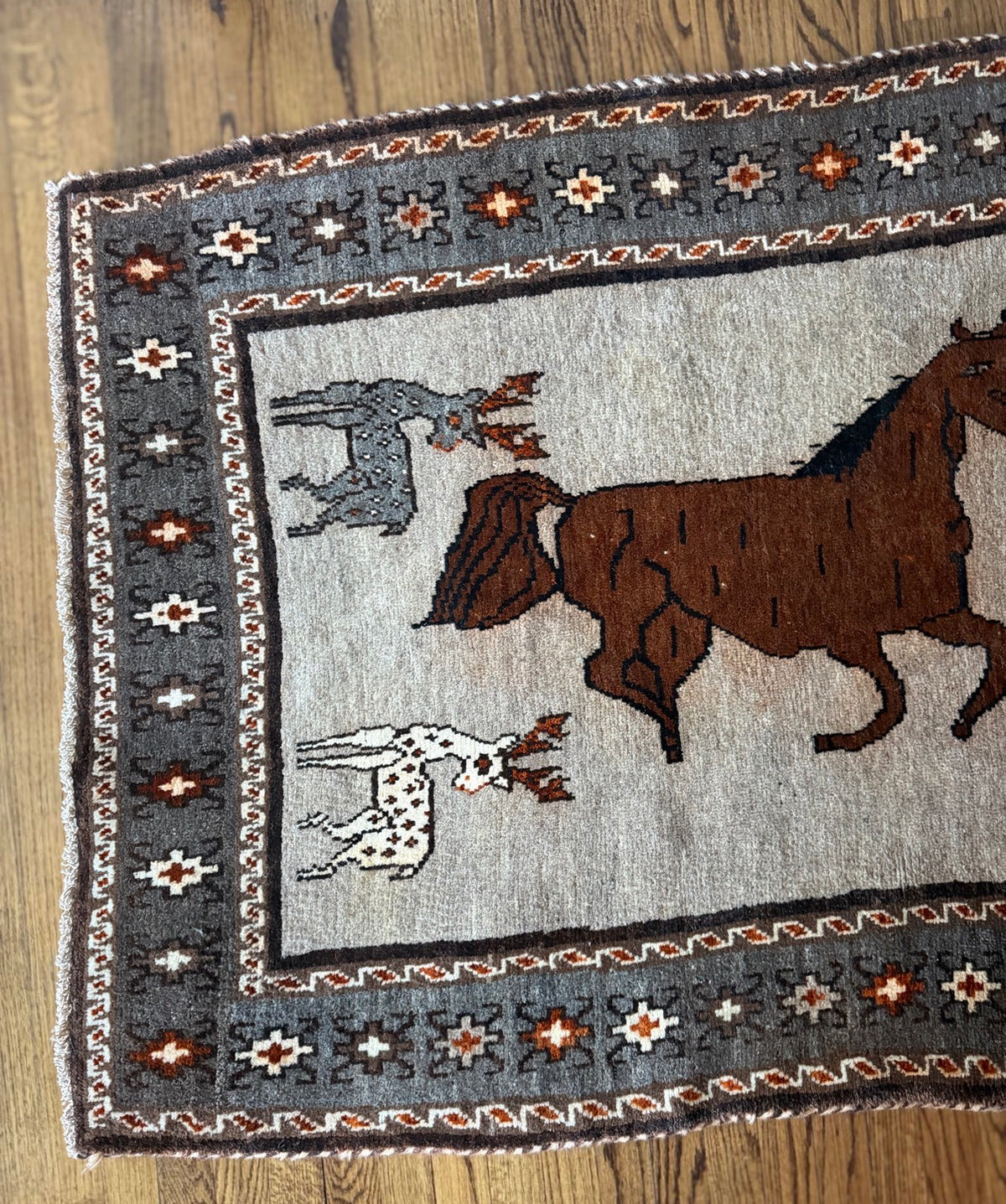 Vintage Equestrian Study Rug — 4’ × 7’3”