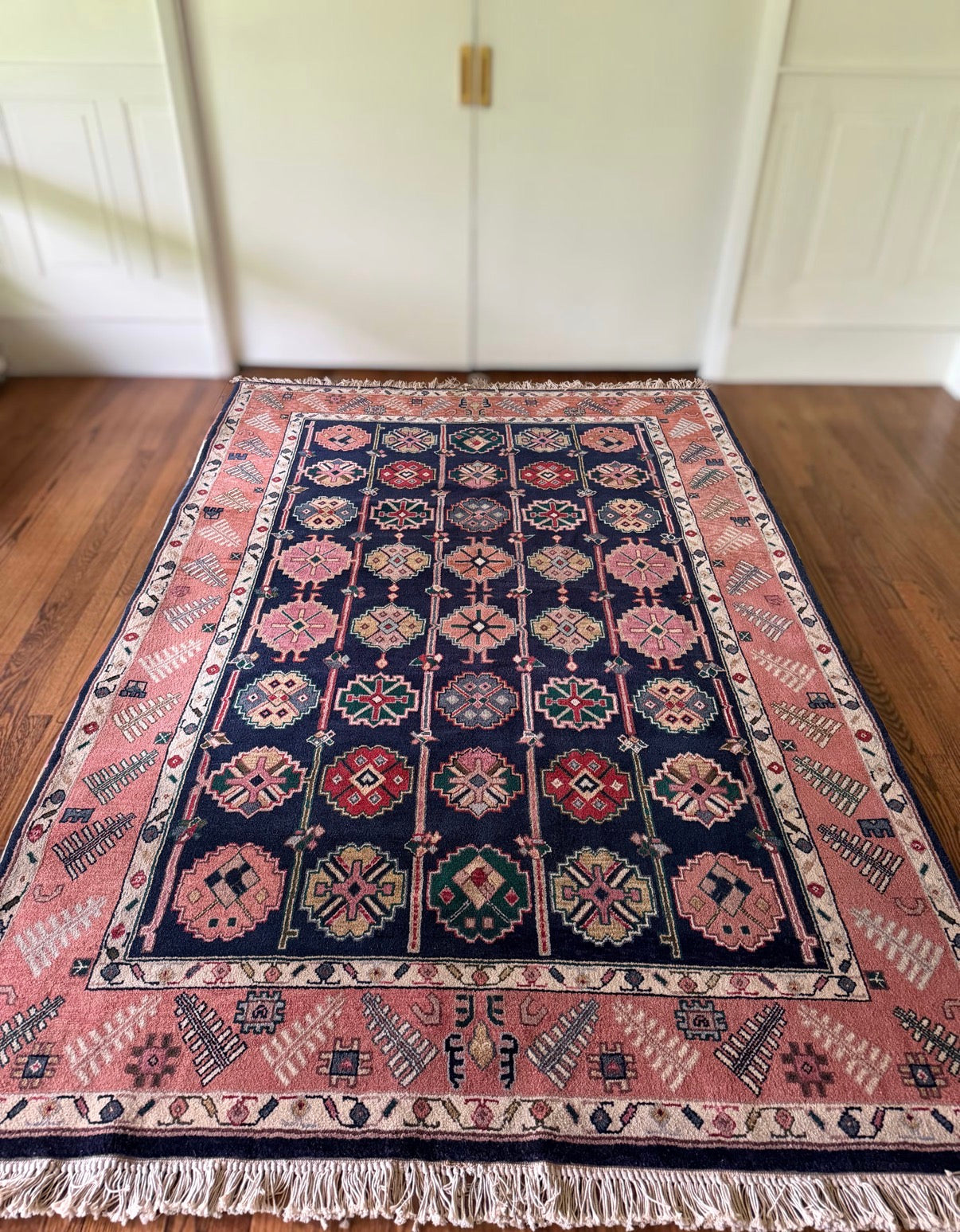 Vintage Indigo Parterre Rug 6’ x 9’ Circa 1960s–1970s
