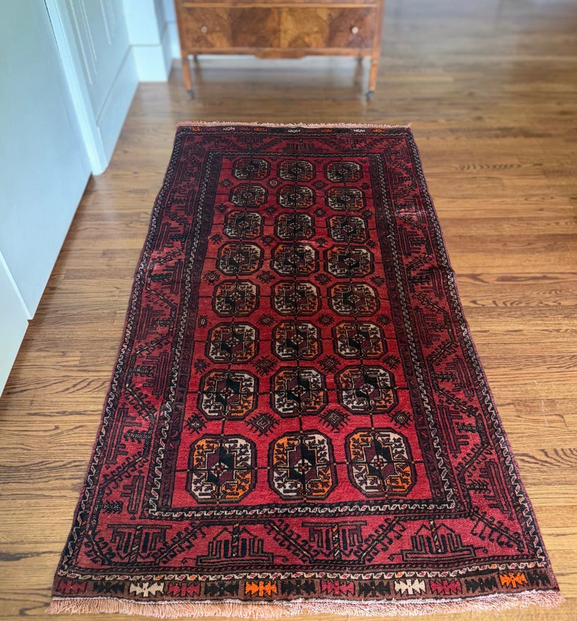 Vintage Vintage Oxblood Gül Rug 4’ x 7’4 circa