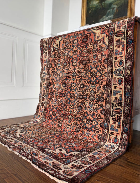 Vintage Heriz Study in Coral 3’5” x 5’ circa 1950-1970