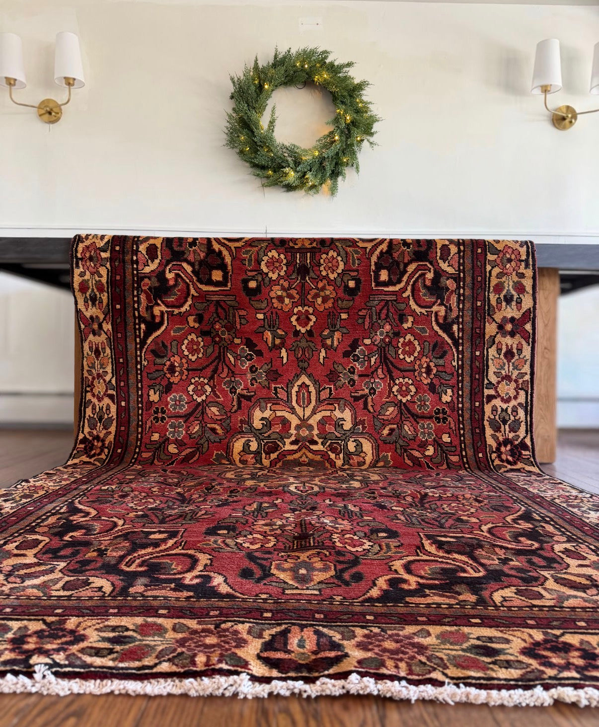Vintage  Faded Rose Parterre rug 5’2 x 8’5 Circa 1940-1960