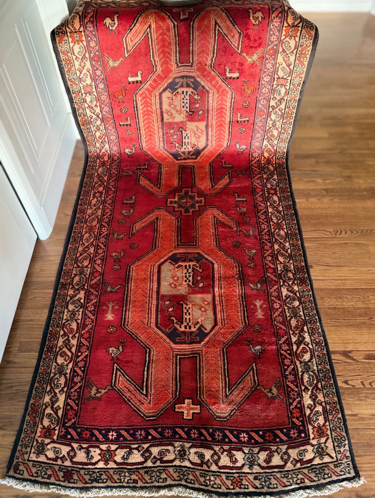 Vintage Tangerine Monument Rug 4’6” × 10’4”