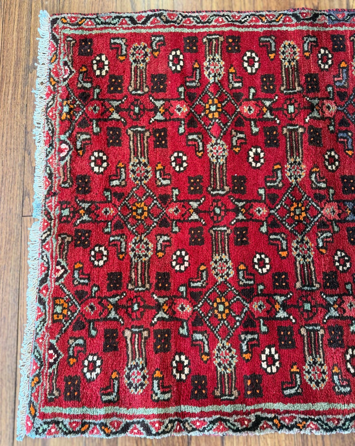 Vintage Crimson Signal Runner 2’6 x 6’2
Circa  1940s–1960s