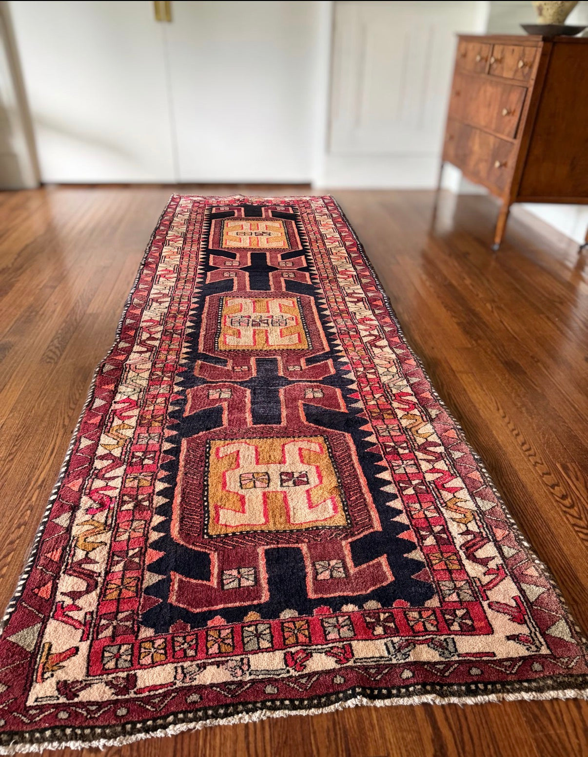 Vintage Mulberry Mustard Frieze Runner 3’6 x 10’4