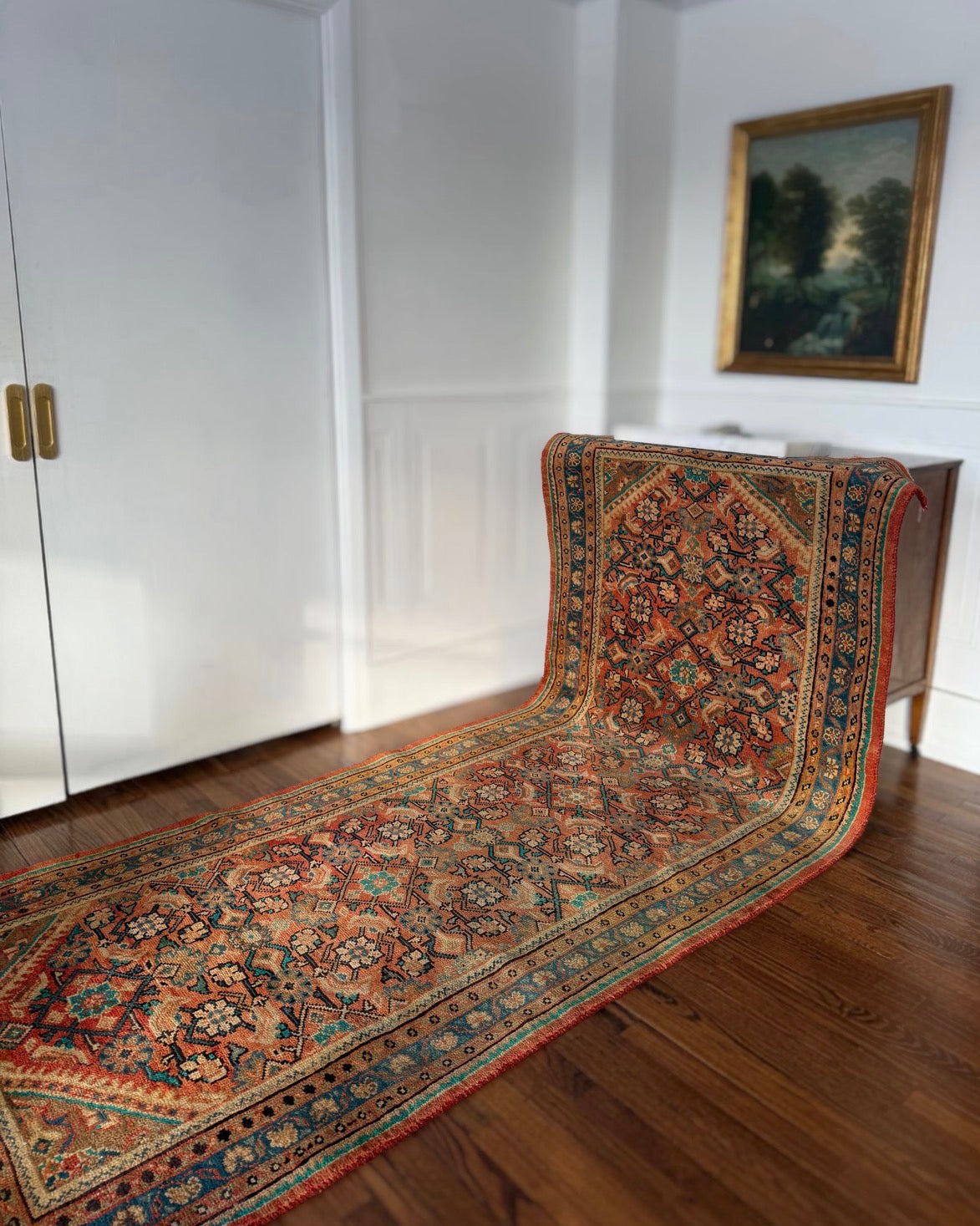 Vintage Golden Passage Hamadan Runner 4’ x 10’2”