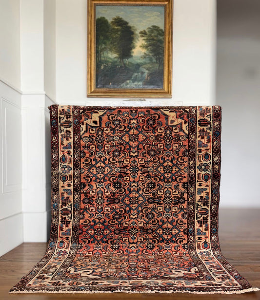 Vintage Heriz Study in Coral 3’5” x 5’ circa 1950-1970