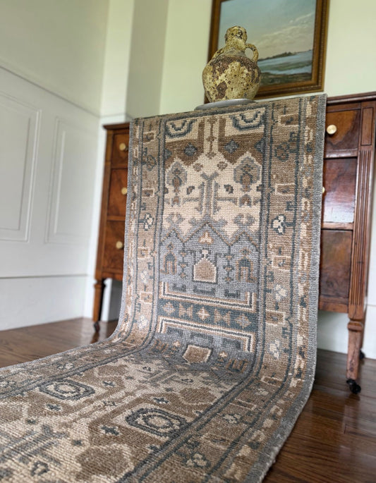 Hand-Knotted Oushak-Style Runner | 2’6” × 10’