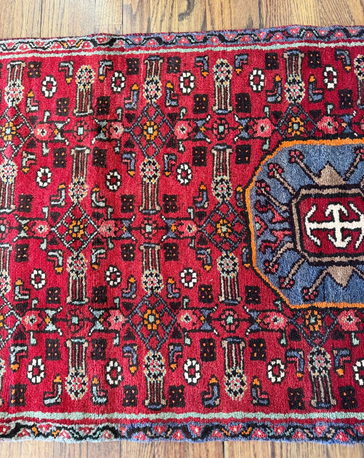 Vintage Crimson Signal Runner 2’6 x 6’2
Circa  1940s–1960s