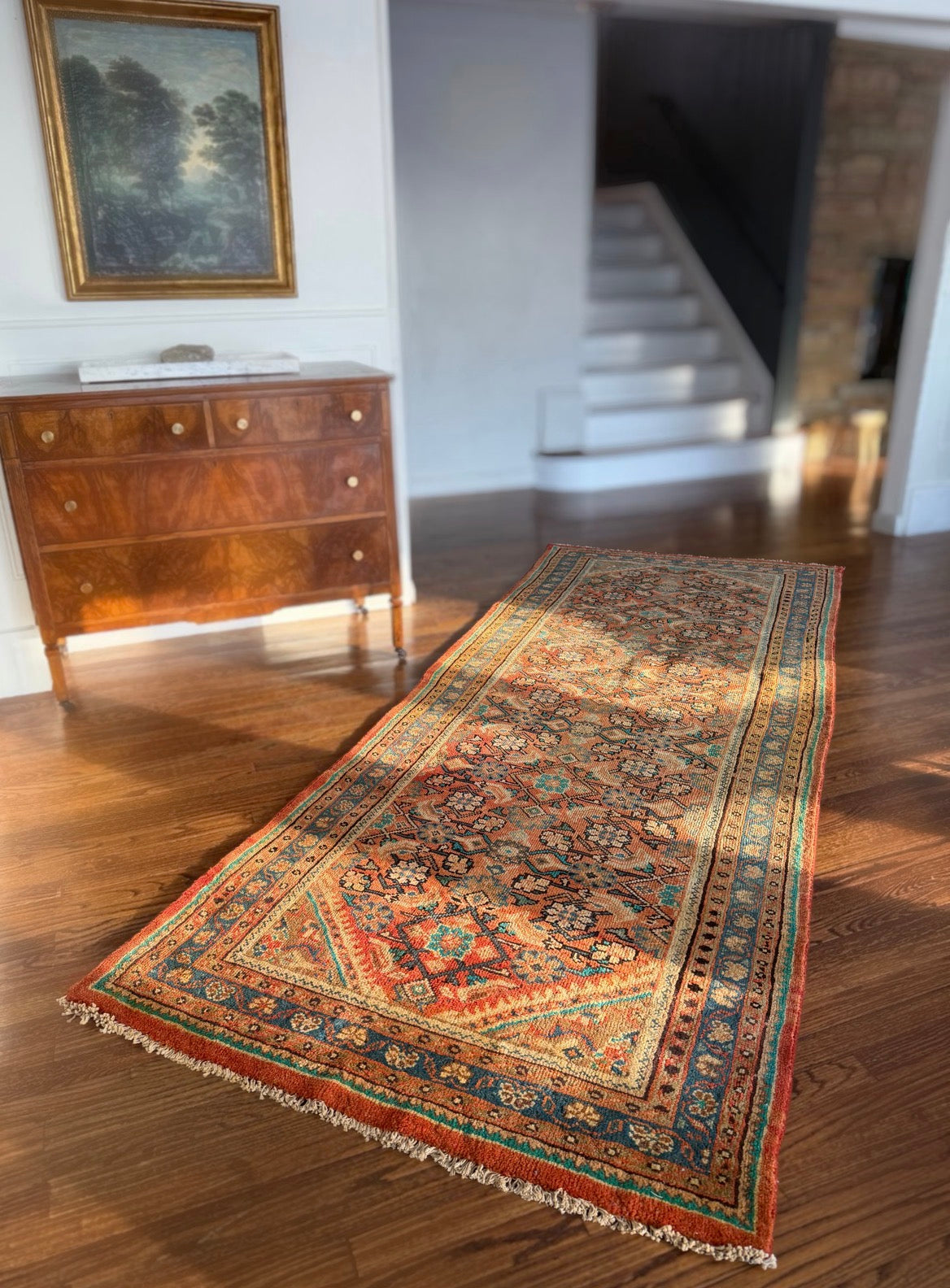 Vintage Golden Passage Hamadan Runner 4’ x 10’2”