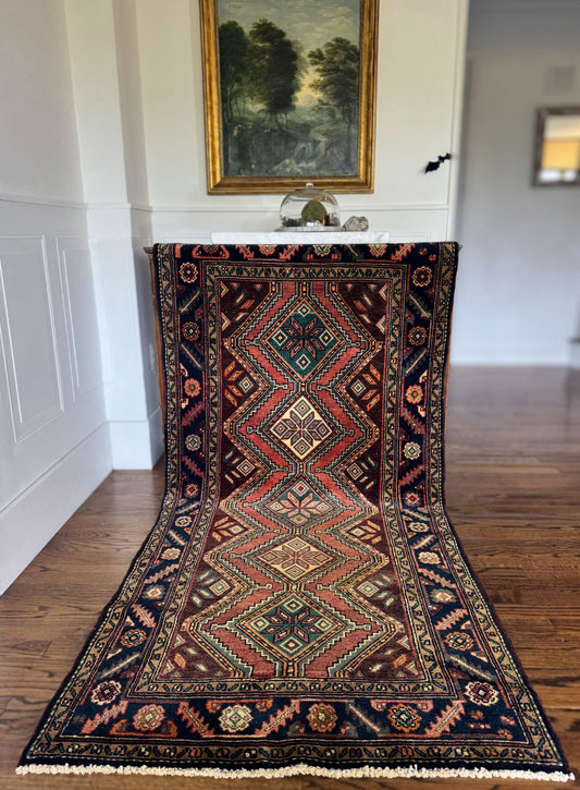 Vintage Walnut Diamond Qashqai 3’4 x 6’10