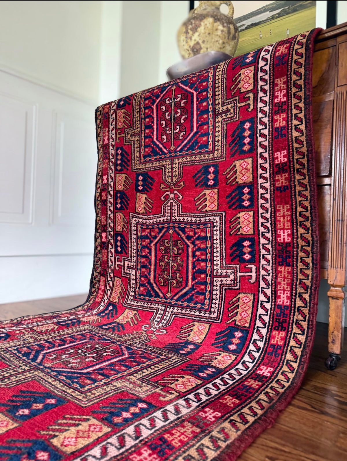 Vintage Red Framework Runner 3’3 x 10