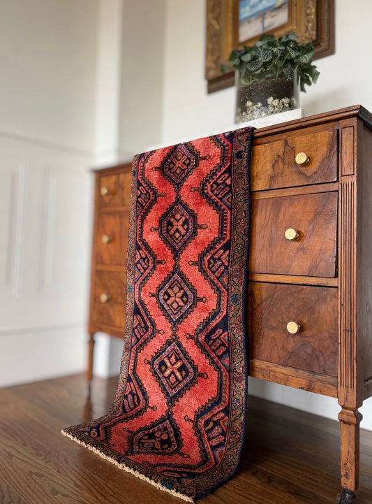 Vintage Terracotta Continuum Runner 1’8 x 3’9 circa 1940-1960