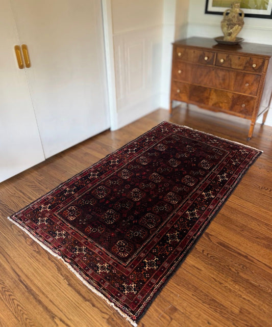 Vintage Burnt Fig Gul Rug | 4’ × 6’8” | circa 1960s–1970s