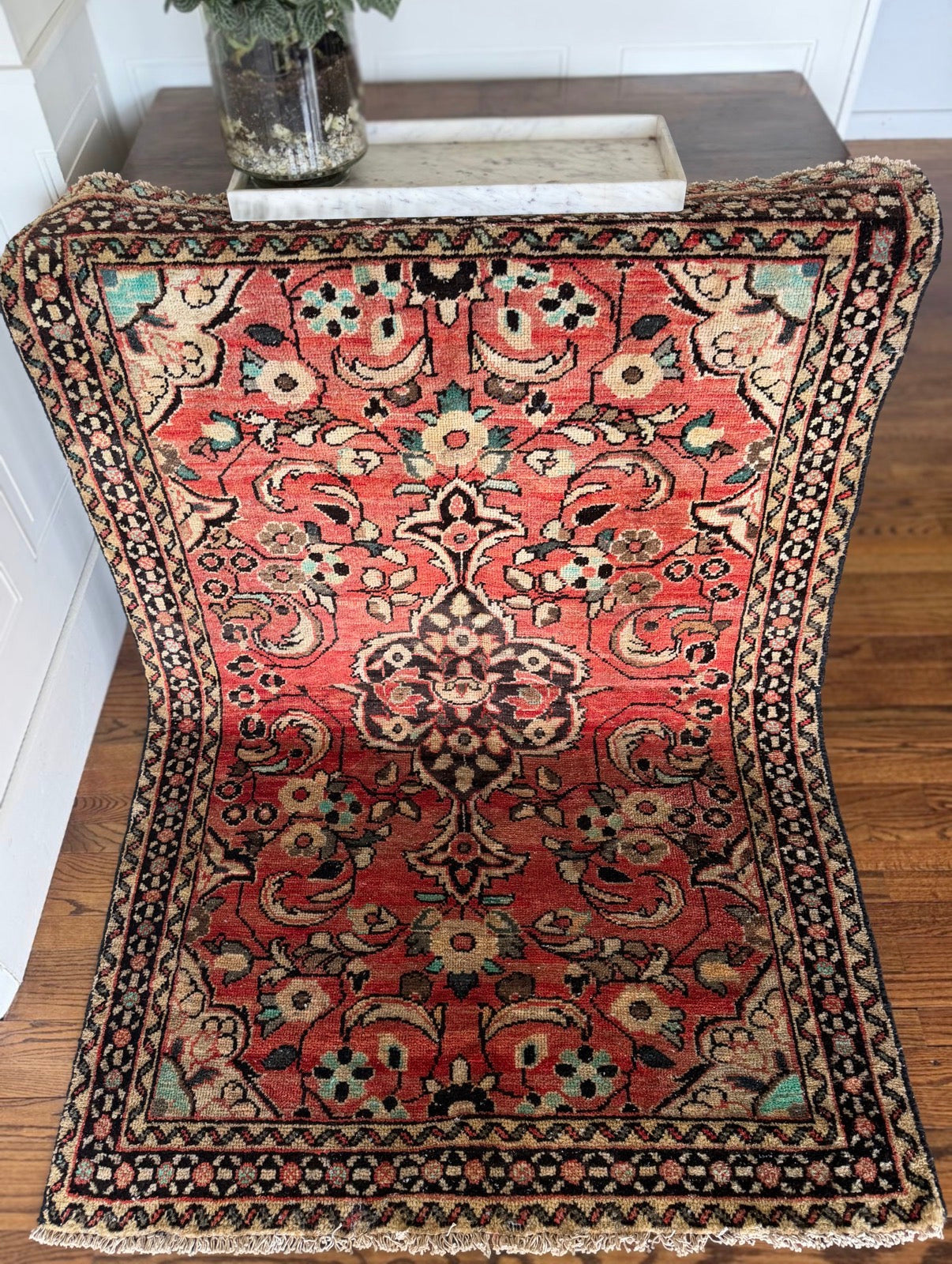 Vintage Raspberry Garden Hamadan 4’3 x 6’2 circa 1950-1970