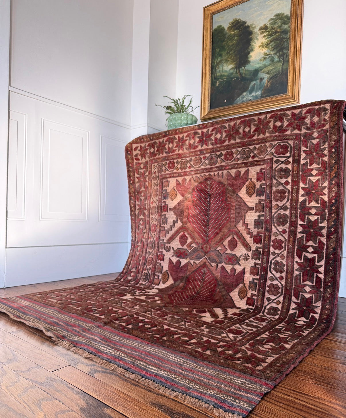 Vintage Brown leaf Relic 4’ x 6’ Circa 1960s–1970s