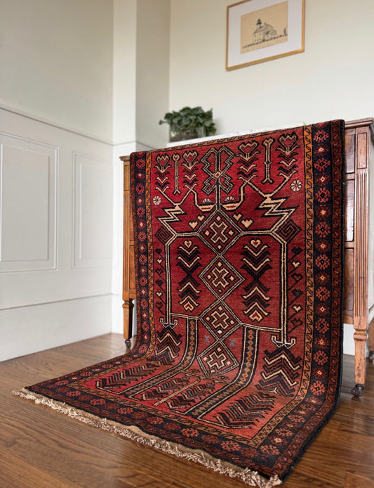 Vintage Column Study in Red  3’ x 5’ circa 1940-1960