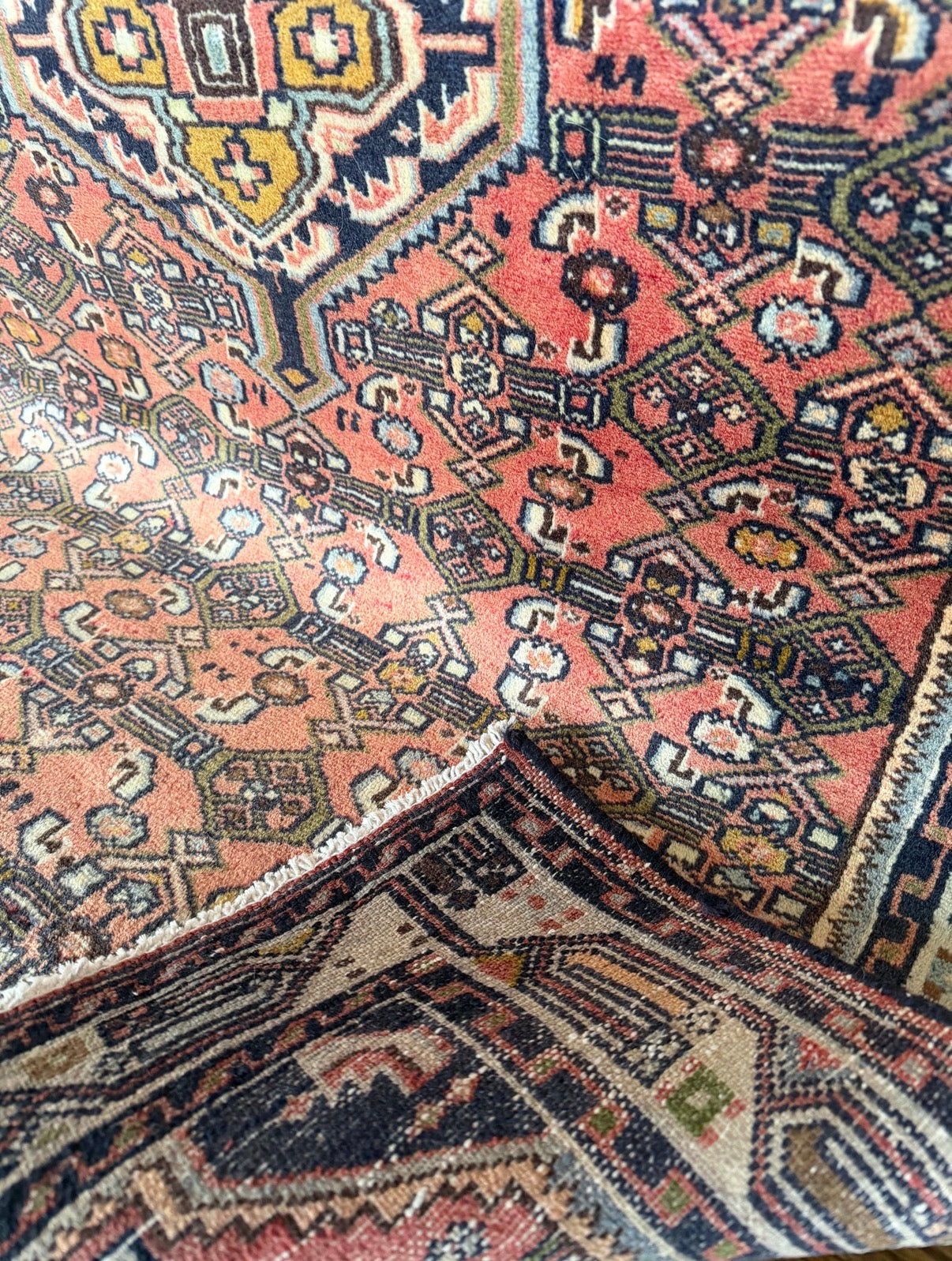 Vintage Pink Clay Medallion 3’4 x 4’10 circa 1930-1945