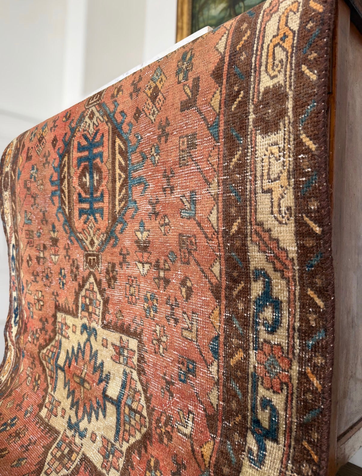 Vintage SAFFRON GARDEN 3’9 x 5’6 circa 1950-1960