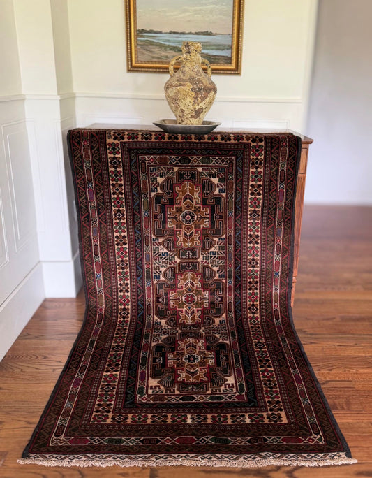 Vintage Caspian Rug 3’5 x 6’3 circa 1960s–1970s