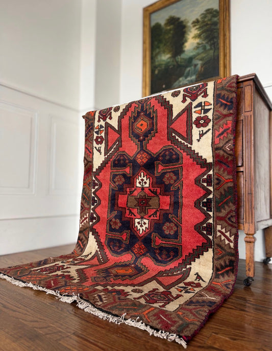 Vintage Rouge Fortress 3’ x 5’ circa 1940-1960